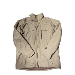Columbia Beige Jacket Men's Size L Water-Resistant Outerwear Coat Full Zip